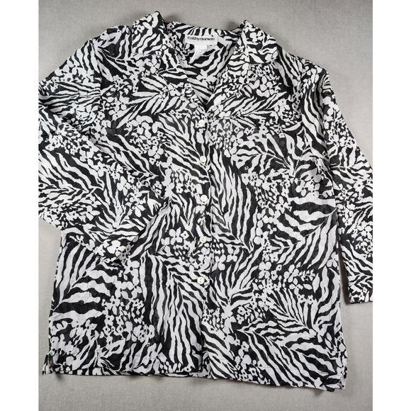 Cathy Daniels Tops - Cathy Daniels Womens Blouse Small Zebra Floral Print Sheer Mesh Festivalwear
